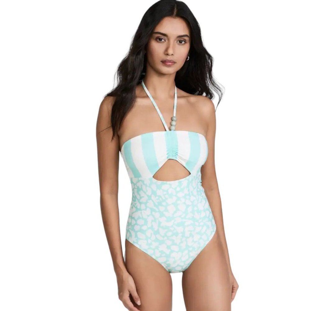 Tanya Taylor Emmy Halter One-Piece Swimsuit in Araucana/Seasalt - Size Medium‎